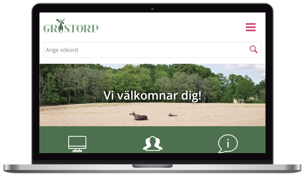 Grästorps kommuns webbplats. skärmbild