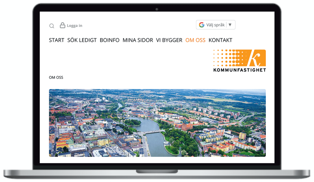 Kommunfastighets webbplats, skärmbild
