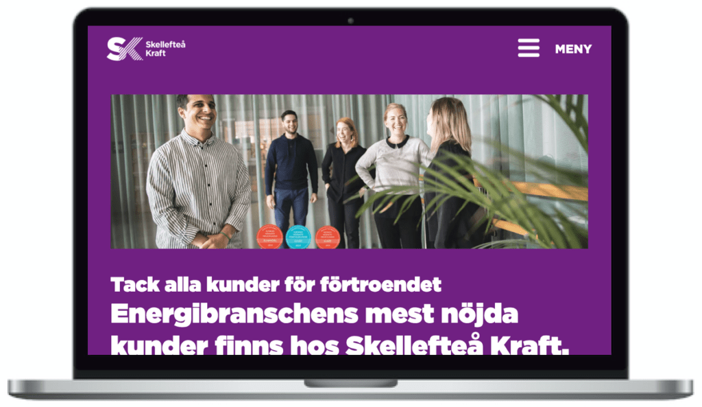Skellefteå krafts webbplats, skärmbild