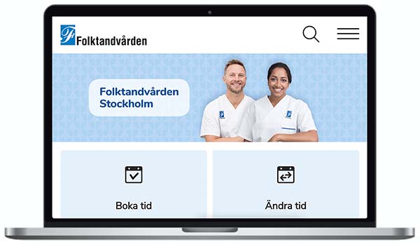 Folktandvårdens webbplats skärmbild.
