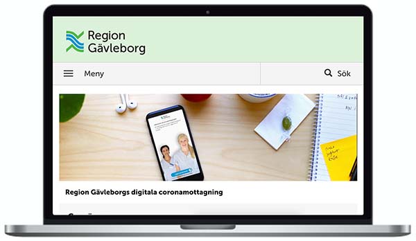 Region Gävleborg webbplats skärmbild.