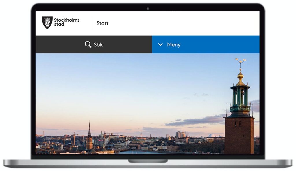 Stockholms Stads webbplats skärmbild.